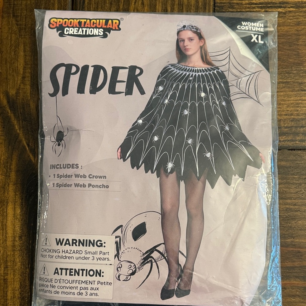 Spooktacular Creations Women's Spider Web Poncho Costume - Black (XL)